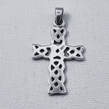 Load image into Gallery viewer, Cross with Celtic Trinity knots 925 Silver Pendant (925P030)
