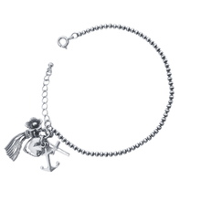 Load image into Gallery viewer, Beaded 925 Sterling Silver Bracelet with charms (925BRAC011)