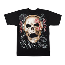 Load image into Gallery viewer, Skull Music Notes Headphones Short Sleeve T-shirt (TS0042)