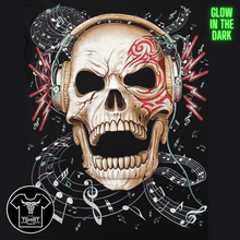 Load image into Gallery viewer, Skull Music Notes Headphones Short Sleeve T-shirt (TS0042)
