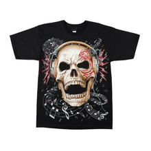 Load image into Gallery viewer, Skull Music Notes Headphones Short Sleeve T-shirt (TS0042)