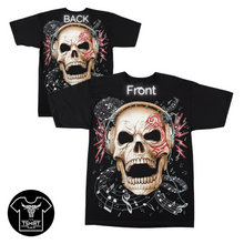 Load image into Gallery viewer, Skull Music Notes Headphones Short Sleeve T-shirt (TS0042)