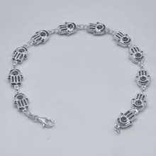 Load image into Gallery viewer, Hamsa with Evil eye 925 Silver bracelet (925BRAC001)