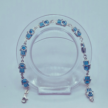 Load image into Gallery viewer, Hamsa with Evil eye 925 Silver bracelet (925BRAC001)