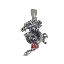 Load image into Gallery viewer, High Grade Stainless Steel Pendant Dragon holding red ball (SSP044)