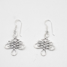 Load image into Gallery viewer, Celtic Style 925 Sterling Silver Hanging Earrings (925ER007)