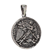 Load image into Gallery viewer, 925 Sterling Silver Round Pendant St Michael (925P074)