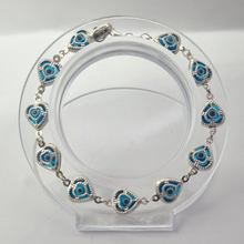 Load image into Gallery viewer, Evil eye 925 Silver bracelet, heart shaped links (925BRAC002)