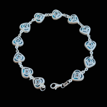 Load image into Gallery viewer, Evil eye 925 Silver bracelet, heart shaped links (925BRAC002)