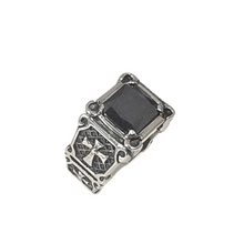 Load image into Gallery viewer, Men's Crusader Cross Gothic Ring - Stainless Steel with Faceted Black Stone (SSR018)