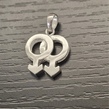 Load image into Gallery viewer, 925 Sterling Silver Pendant Two Interlocking Male Symbols(925P108)
