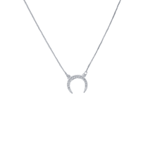 Load image into Gallery viewer, 925 Sterling Silver Crescent Moon Pendant Necklace – Cubic Zirconia Settings | 50 cm Box Chain & Ring Clasp(925SETPC006)