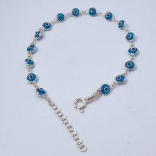 Load image into Gallery viewer, Evil Eye beaded 925 Sterling Silver Bracelet (925BRAC013)