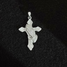 Load image into Gallery viewer, 925 Sterling Silver Pendant Cross with Praying Hands (925P075)