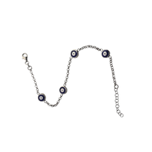 Load image into Gallery viewer, 925 Sterling Silver Bracelet with Evil Eye Beads 17.5cm + 2.5cm Extension (925BRAC048)