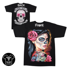 Load image into Gallery viewer, Pink Rose Skull Lady Short Sleeve T-shirt (TS0057)