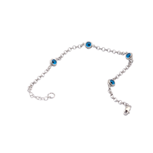 Load image into Gallery viewer, 925 Sterling Silver Bracelet with Evil Eye Beads (925BRAC046)