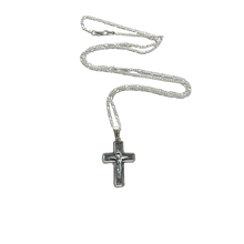 Load image into Gallery viewer, Sterling Silver 3D Crucifix Pendant 30×20 mm with 50 cm Figaro Chain (925SETPC045)