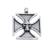 Load image into Gallery viewer, High Grade Stainless Steel Pendant Maltese Cross with Skull (SSP050)