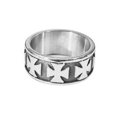 Load image into Gallery viewer, High grade Stainless Steel Ring with Maltese Crosses (SSR009)