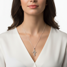 Load image into Gallery viewer, 925 Sterling Silver Set -Fine Ring Link Chain with Aircut Cross Pendant (925SETPC033)