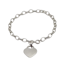 Load image into Gallery viewer, 925 Sterling Silver Oval Link Bracelet with Heart Charm (925BRAC021)