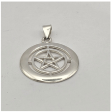 Load image into Gallery viewer, 925 Sterling Silver Pentacle Pendant - 3.1 cm Diameter (925P098)