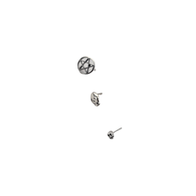 Load image into Gallery viewer, Set of 3 Pairs 925 Sterling Silver Stud Earrings Small Skull 4.5 mm Big Skull 7.3 mm Pentacle 9.7 mm (925STUDSSET006)