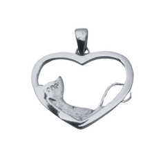Load image into Gallery viewer, Cat sleeping on a Heart 925 Silver Pendant (925P023)