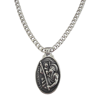 Load image into Gallery viewer, High grade Stainless Steel St. Christopher pendant on a Cuban link chain. (SSSETPC002 )