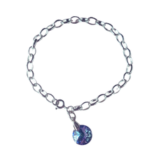 Load image into Gallery viewer, 925 Sterling Silver Link Bracelet with CZ Round Stone Charm (925BRAC023)