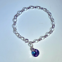 Load image into Gallery viewer, 925 Sterling Silver Link Bracelet with CZ Round Stone Charm (925BRAC023)