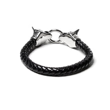 Load image into Gallery viewer, Wolf Head Stainless Steel and Leather Bracelet (SSBRAC016)