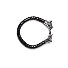 Load image into Gallery viewer, Wolf Head Stainless Steel and Leather Bracelet (SSBRAC016)