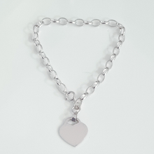 Load image into Gallery viewer, 925 Sterling Silver Oval Link Bracelet with Heart Charm (925BRAC021)