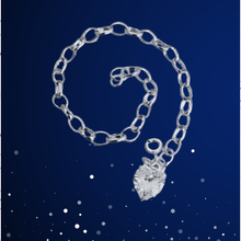Load image into Gallery viewer, 925 Sterling Silver Oval Link Bracelet with CZ Stone Heart Charm (925BRAC022)