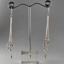 Load image into Gallery viewer, 925 Sterling Silver Multi-Wire Ball Drop Earrings - 7.5 cm Drop (925ER030)