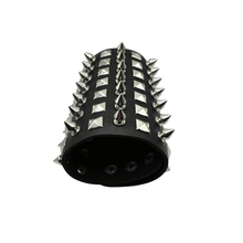Load image into Gallery viewer, Men, Women Spiked Black and Silver PU Wrap Bracelet (LBRAC002)