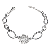 Load image into Gallery viewer, 925 Sterling Silver Flower Motif Bracelet with CZ Stones (925BRAC033)