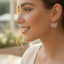 Load image into Gallery viewer, 925 Sterling Silver Butterfly Earrings - Hook Style | Air-Cut Design (925ER017)
