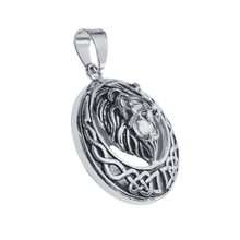 Load image into Gallery viewer, High Grade Stainless Steel Pendant Lion Head in round Celtic style frame (SSP048)