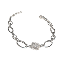 Load image into Gallery viewer, 925 Sterling Silver Flower Motif Bracelet with CZ Stones (925BRAC033)
