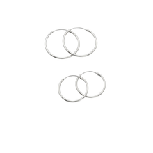 Load image into Gallery viewer, Set of Two Pairs 925 Sterling Silver Fine Hoops 2.3 cm and 1.8 cm Diameter (925ER046)