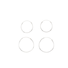 Load image into Gallery viewer, Set of Two Pairs 925 Sterling Silver Fine Hoops 2.3 cm and 1.8 cm Diameter (925ER046)