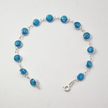Load image into Gallery viewer, Evil Eye beaded 925 Sterling Silver Bracelet (925BRAC014)