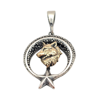 Load image into Gallery viewer, 925 Sterling Silver Pendant with Wolf and Star motif (925P078)
