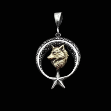 Load image into Gallery viewer, 925 Sterling Silver Pendant with Wolf and Star motif (925P078)
