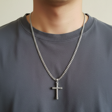 Load image into Gallery viewer, High Grade Stainless Steel Cross Pendant and Cuban link Chain Set (SSSETPC028)
