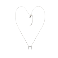 Load image into Gallery viewer, 925 Sterling Silver Crescent Moon Pendant Necklace – Cubic Zirconia Settings | 50 cm Box Chain &amp; Ring Clasp(925SETPC006)
