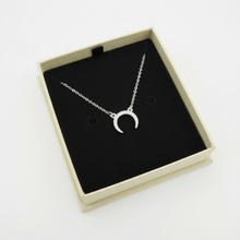 Load image into Gallery viewer, 925 Sterling Silver Crescent Moon Pendant Necklace – Cubic Zirconia Settings | 50 cm Box Chain &amp; Ring Clasp(925SETPC006)
